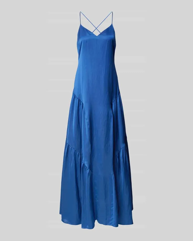 Ralph Lauren Tailliertes Abendkleid aus Viskose-Leinen-Mix Modell 'VITHYA Blau