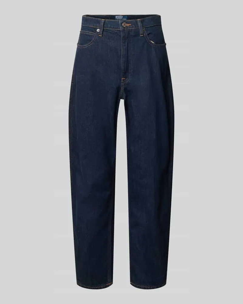 Ralph Lauren Tapered Fit Barrel Jeans aus reiner Baumwolle Jeansblau