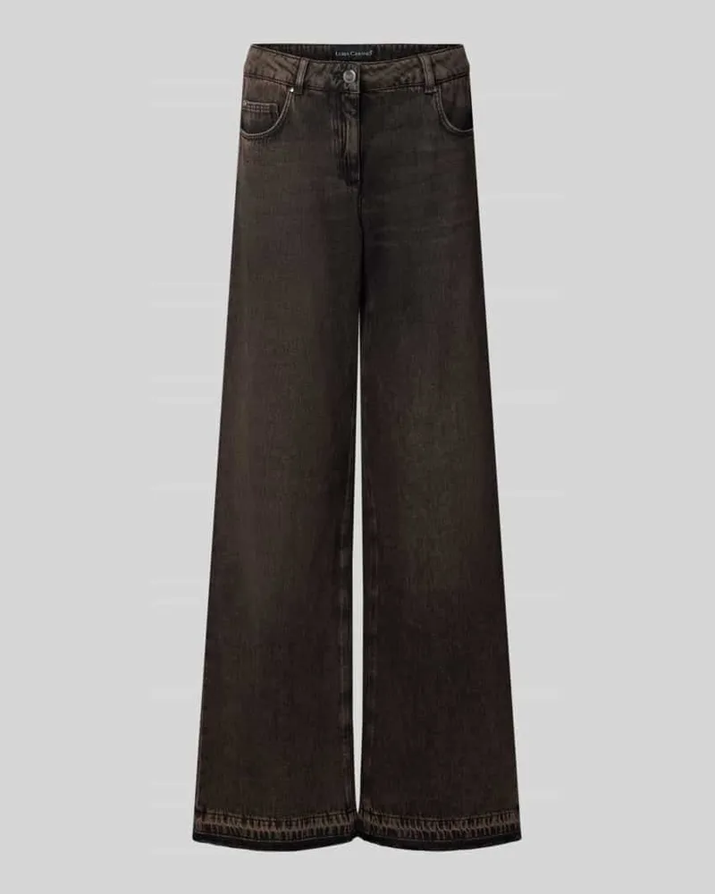 Luisa Cerano Wide Fit Jeans mit Knopfverschluss Dunkelbraun
