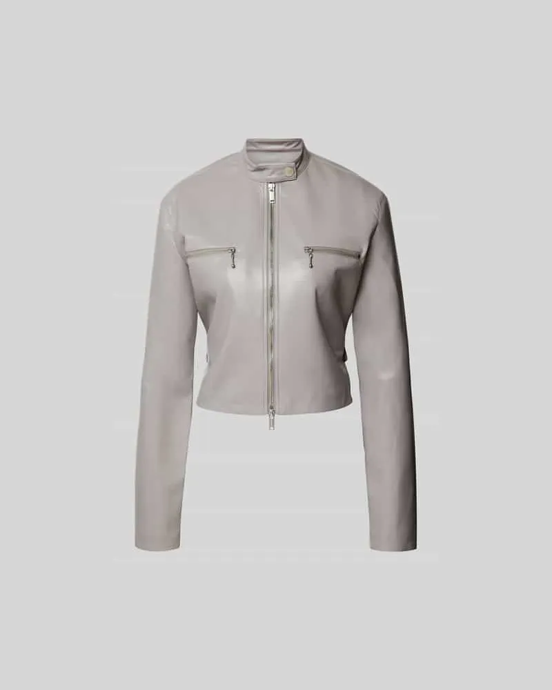 Nanushka Jacke in Leder-Optik Hellgrau