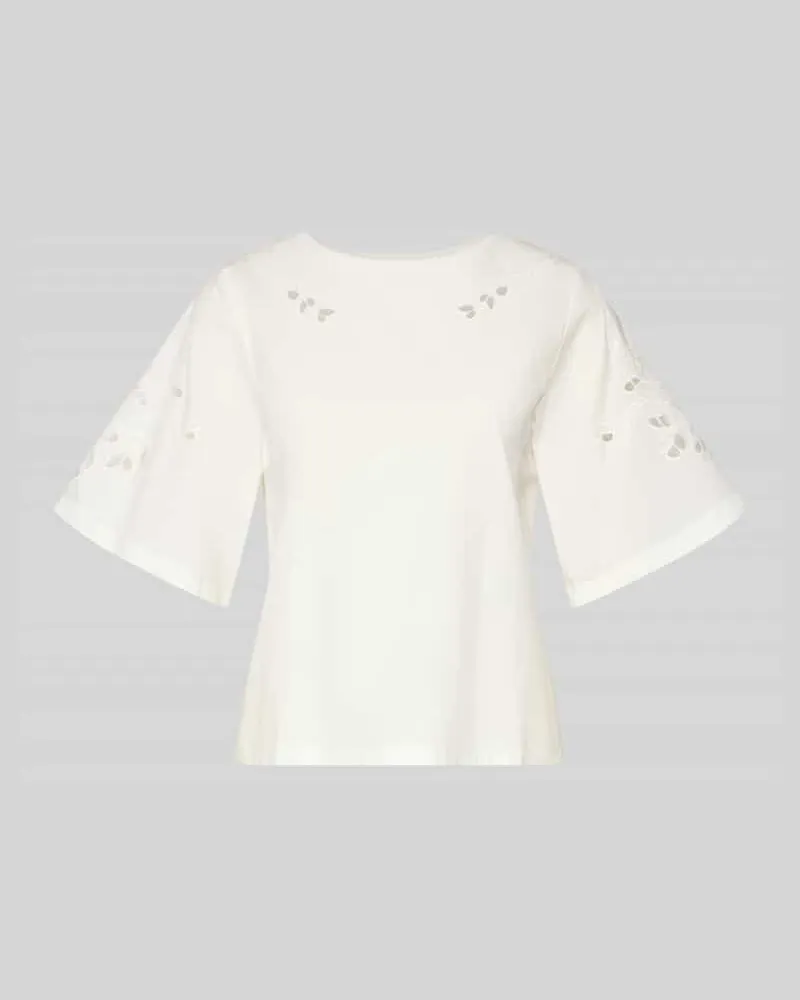 Max Mara Regular Fit T-Shirt aus reiner Baumwolle Modell 'TARGA Weiss