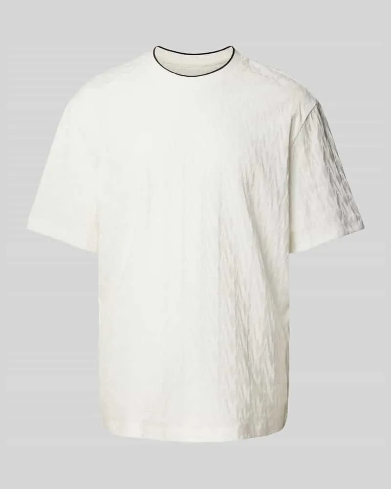 Armani Exchange T-Shirt mit geripptem Rundhalsausschnitt Modell 'Jaquard Weiss