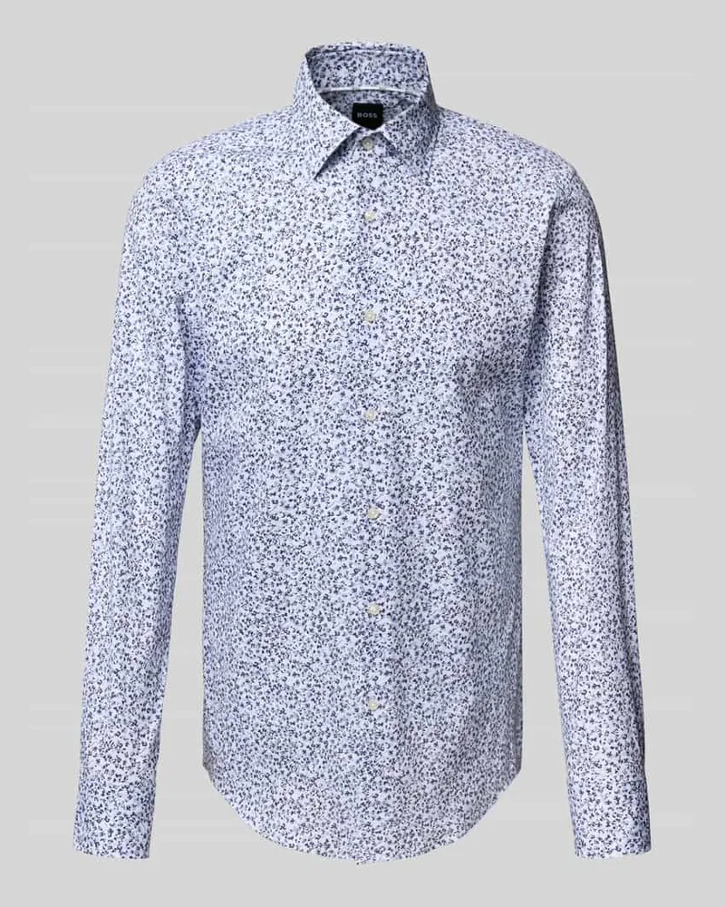 HUGO BOSS Slim Fit Hemd aus Baumwoll-Mix Bleu