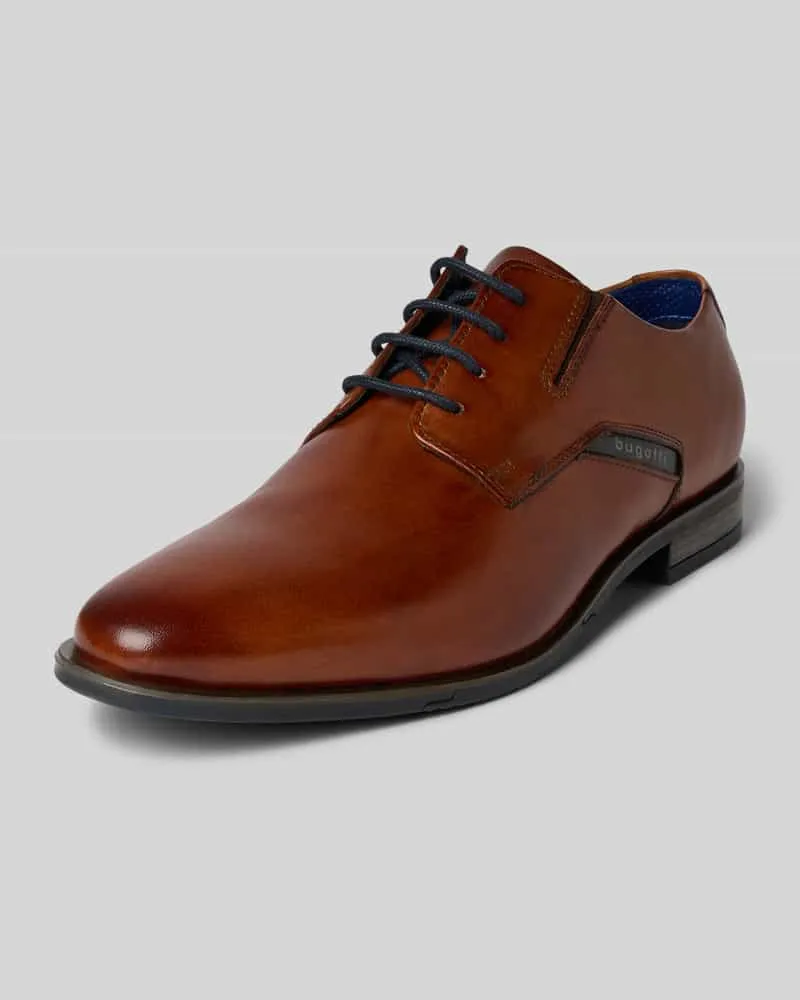 Bugatti Derby-Schuhe aus echtem Leder mit Logo-Print Modell 'Gapo Cognac