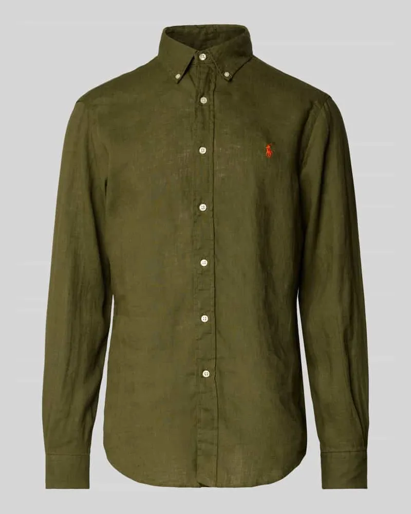 Ralph Lauren Custom Fit Freizeithemd aus reinem Leinen Oliv