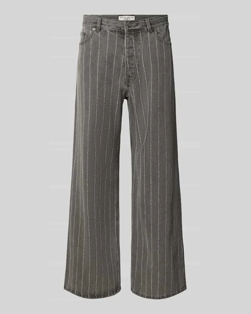 Wood Wood Wide Fit Jeans aus reiner Baumwolle Anthrazit