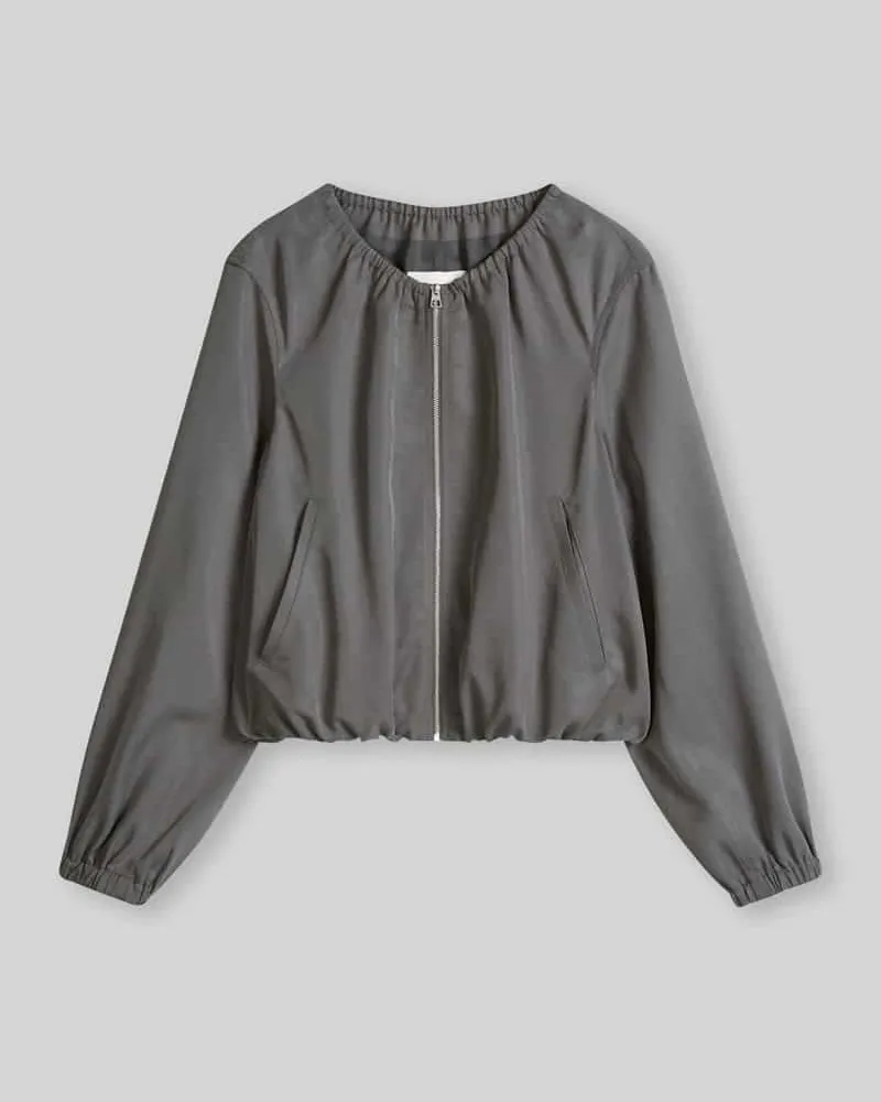 Marc O'Polo Loose Fit Jacke aus Lyocell-Leinen-Mix Dunkelgrau