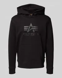 Alpha Industries Hoodie mit Label-Print Black