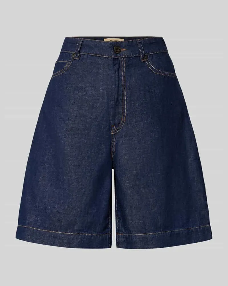 Max Mara Wide Leg Bermudashorts aus Baumwoll-Leinen-Mix Modell 'OZONO Jeansblau