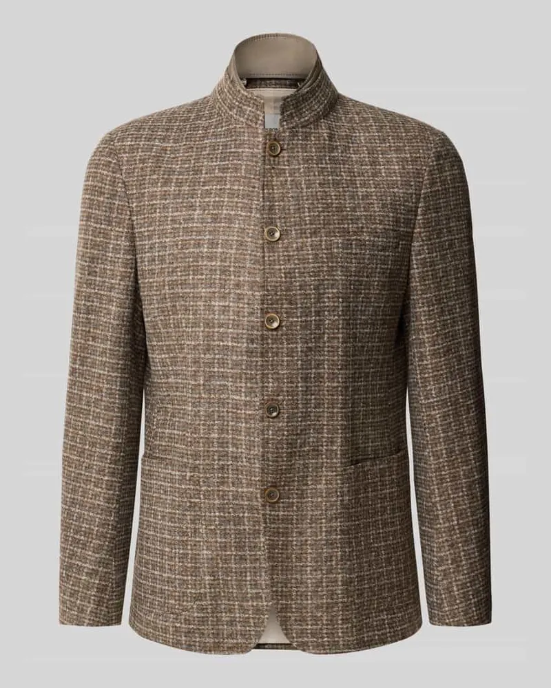 Roy Robson Slim Fit Sakko mit Stehkragen Taupe