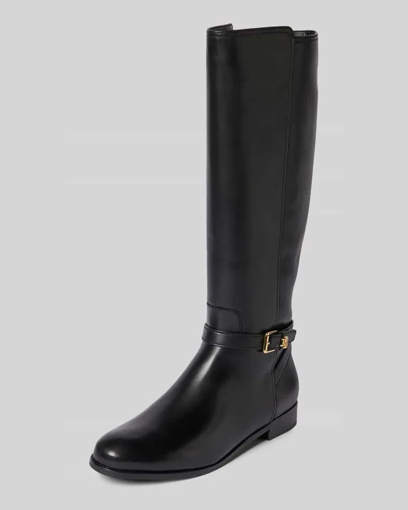 Ralph Lauren Stiefel aus Leder mit Label-Applikation Modell 'BROOKE Black