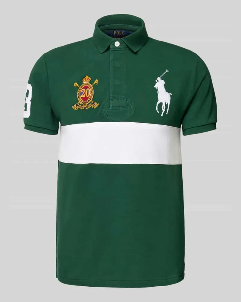 Ralph Lauren Custom Slim Fit Poloshirt mit verdeckter Knopfleiste Dunkelgruen