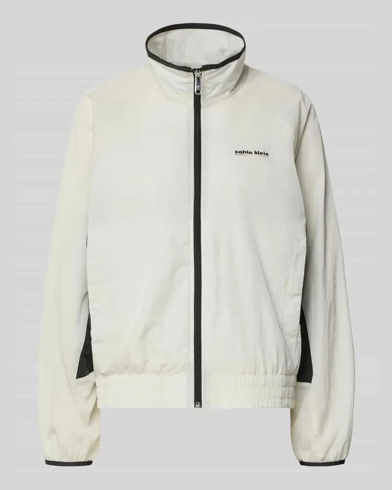 Calvin Klein Regular Fit Jacke mit Logo-Stitching Modell 'Retro Ecru