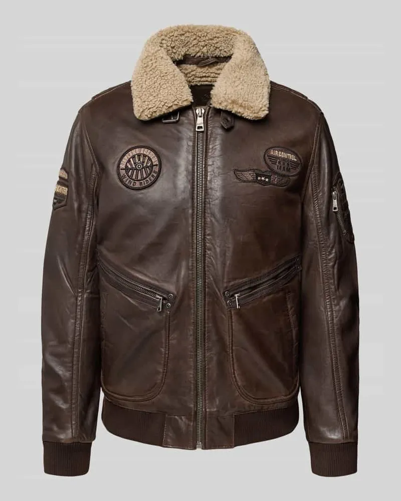 Mauritius Bomberjacke aus echtem Leder Modell 'STARPILOT Dunkelbraun
