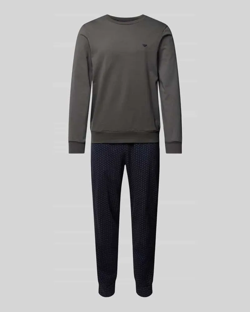 Emporio Armani Pyjama mit Label-Stitching Dunkelgrau