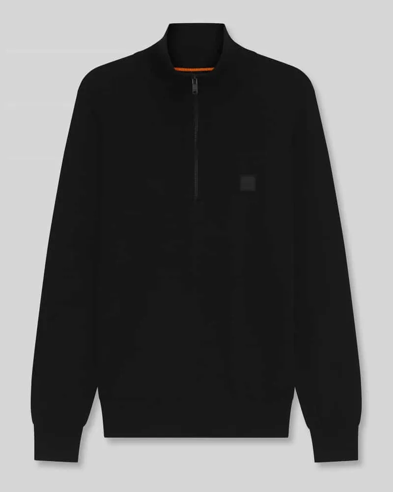 HUGO BOSS Regular Fit Troyer aus Baumwoll-Mix Modell 'Kanobix Black