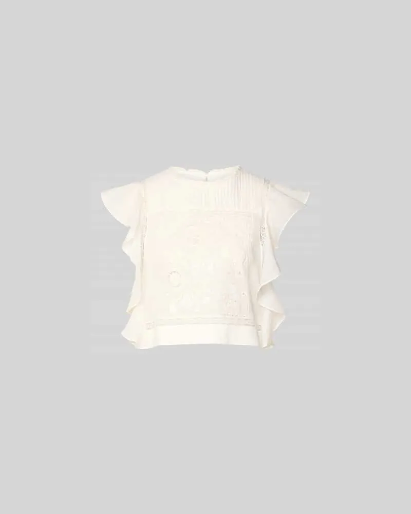 Self-Portrait Crop Top mit Spitzen-Anteil Weiss