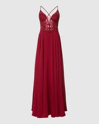 LUXUAR Abendkleid mit floraler Spitze Rot