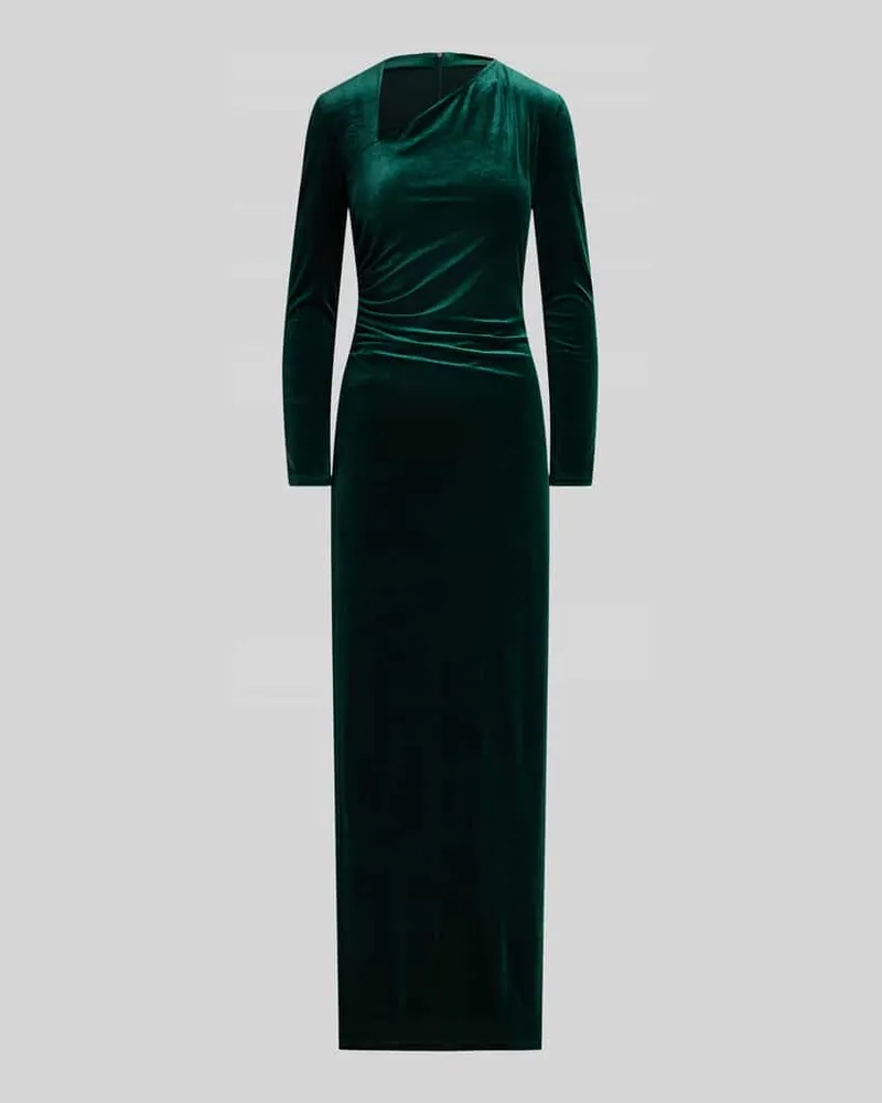 Ralph Lauren Slim Fit Abendkleid mit asymmetrischem Ausschnitt Dunkelgruen