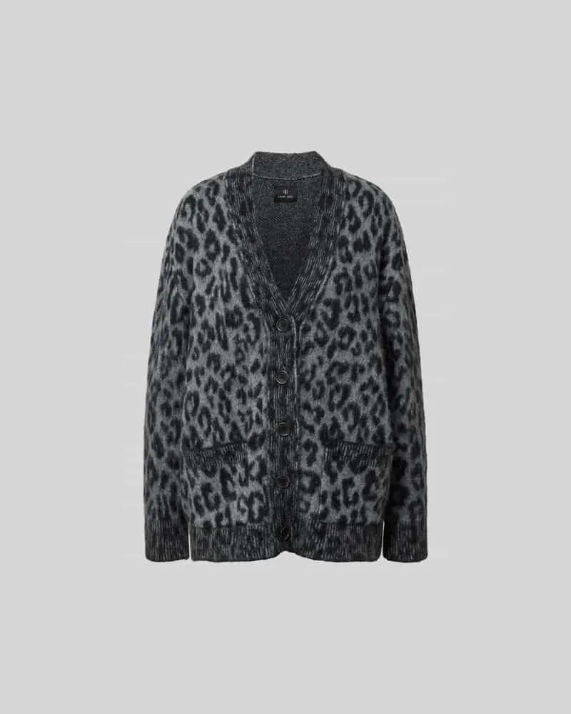 Anine Bing Relaxed Fit Cardigan aus Alpaka-Mix Dunkelgrau