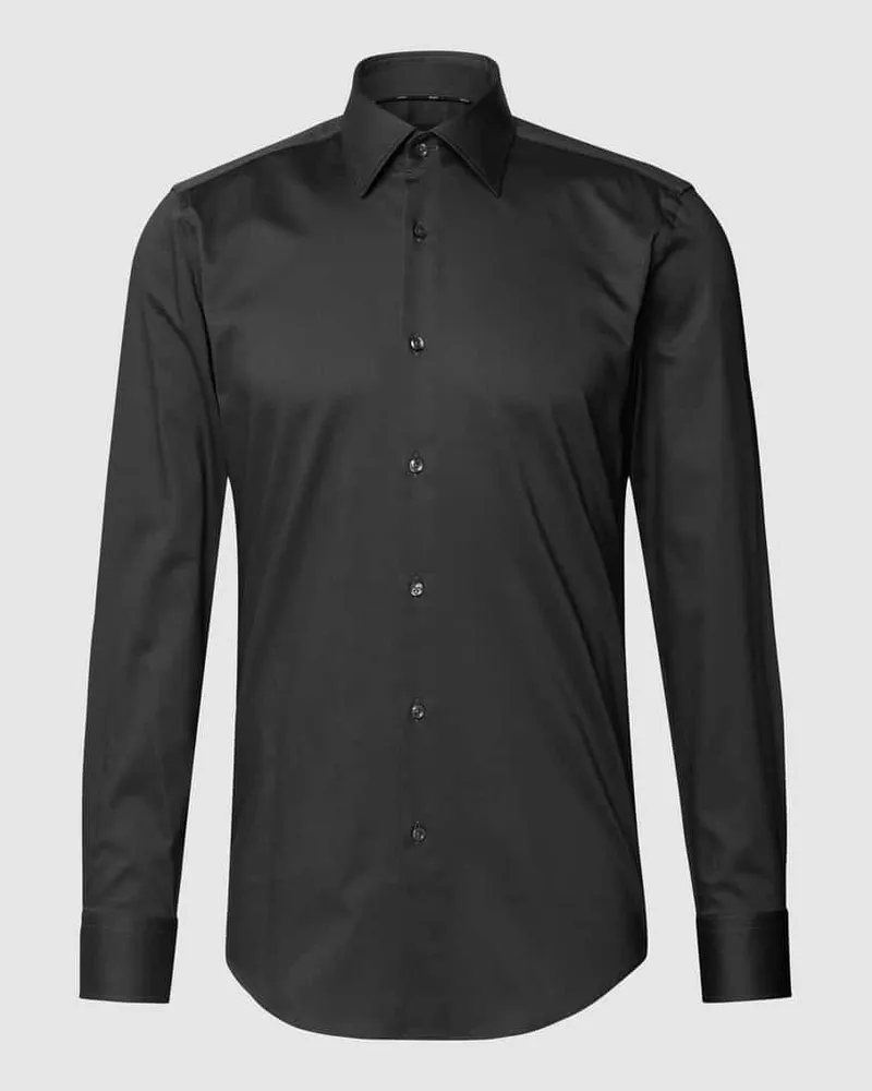 HUGO BOSS Slim Fit Businesshemd aus Twill Anthrazit