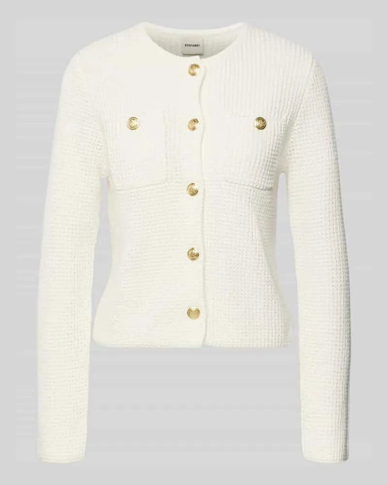 Stefanel Cardigan mit Brusttaschen Offwhite