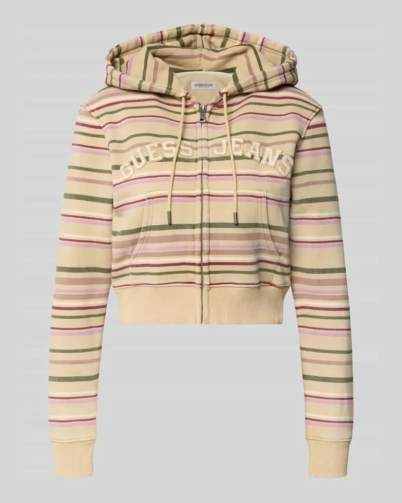Guess Cropped Sweatjacke mit Kapuze Beige