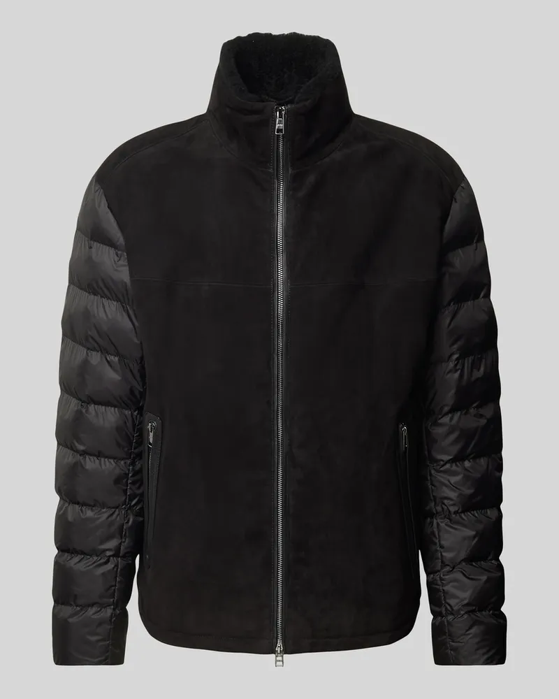 HUGO BOSS Jacke aus Ziegenleder mit Stehkragen Modell 'Mauricio Black