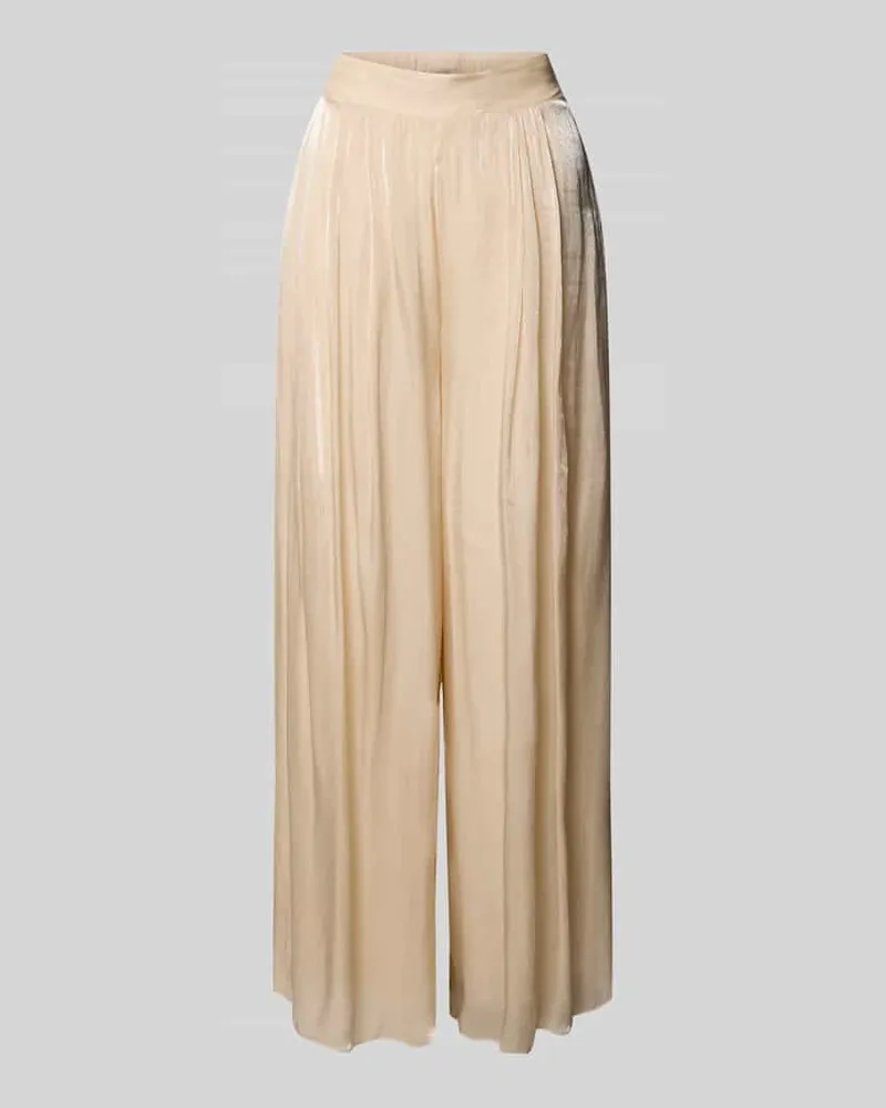 Rinascimento Wide Leg Hose aus fließendem Stoff mit elastischem Bund Beige