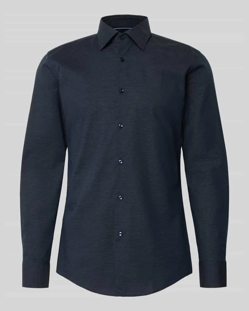 HUGO BOSS Slim Fit Businesshemd aus Baumwoll-Mix Modell 'HANK Marine