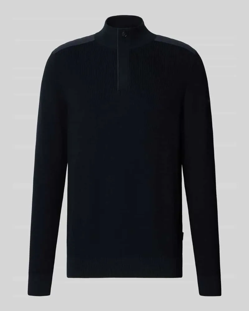 Bugatti Strickpullover mit gepolsterten Schultern Marine