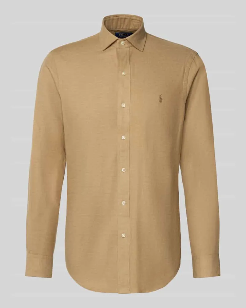 Ralph Lauren Custom Fit Freizeithemd mit Label-Stitching Camel