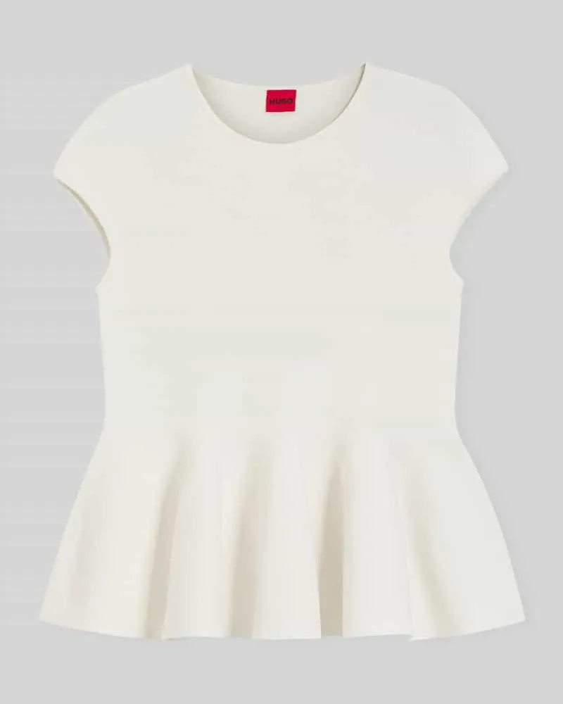HUGO BOSS Regular Fit Top aus Viskose-Mix Modell 'Siefata Offwhite