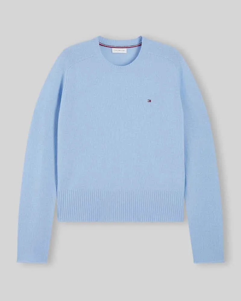 Tommy Hilfiger Slim Fit Pullover aus reiner Wolle Hellblau