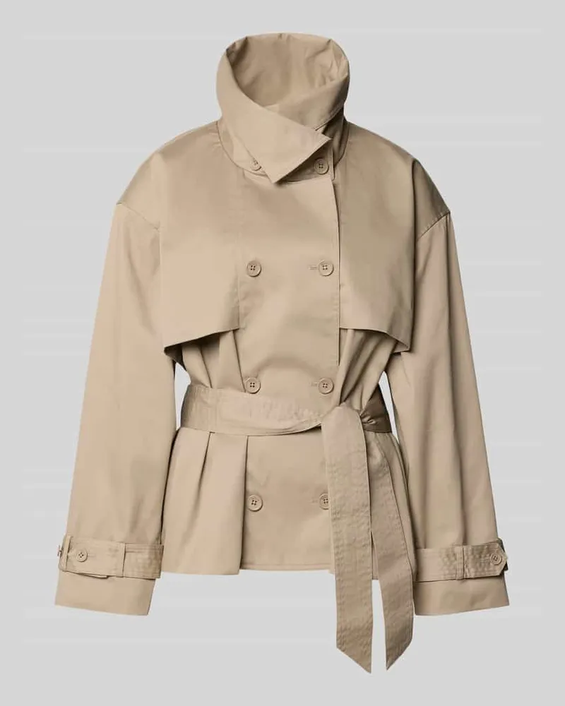 ROTATE Birger Christensen Kurzer Trenchcoat mit Baumwoll-Anteil Beige