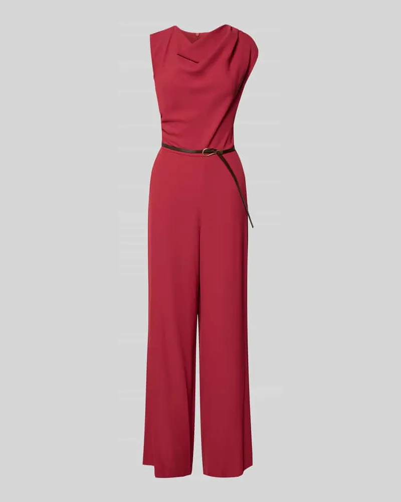 JAKE*S Jumpsuit mit Wasserfall-Ausschnitt und Gürtel Altrosa