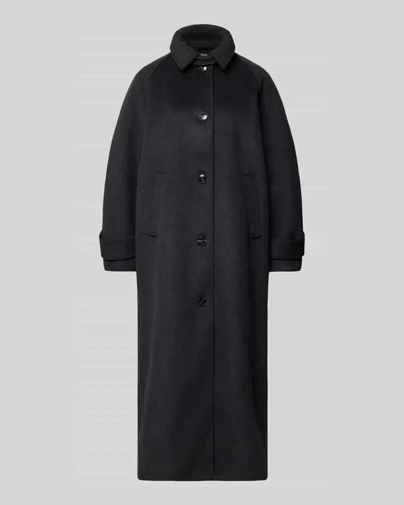 Neo Noir Mantel aus Leinen-Mix mit Stehkragen Modell 'Keaton Anthrazit