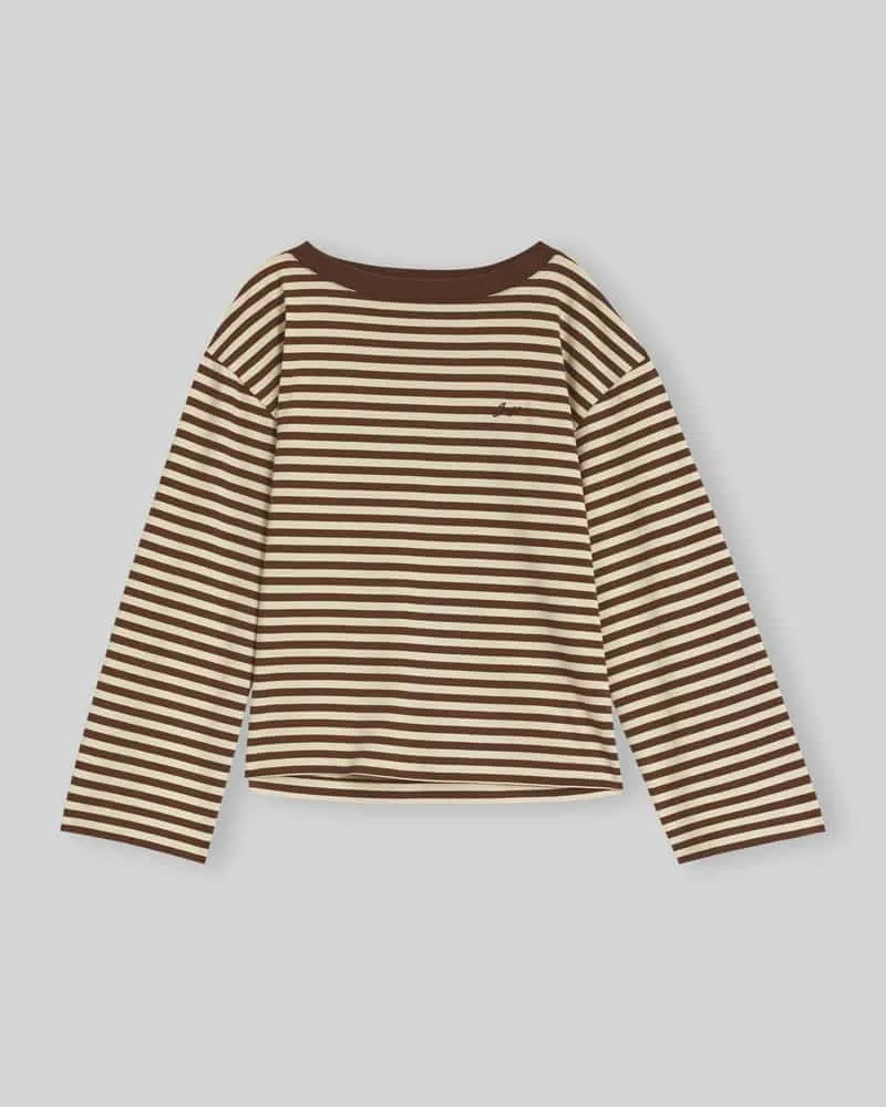 HUGO BOSS Relaxed Fit Langarmshirt mit Logo-Schriftzug Mittelbraun