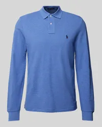 Ralph Lauren Custom Slim Fit Poloshirt mit Label-Stitching Rauchblau