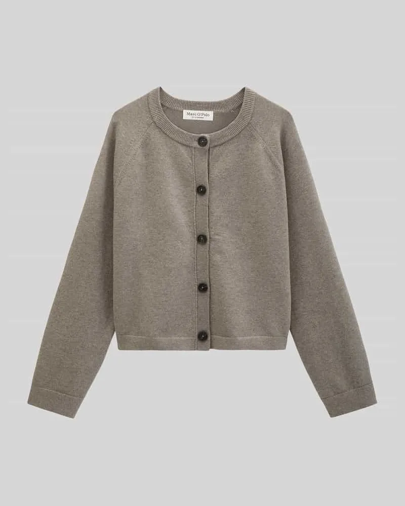 Marc O'Polo Regular Fit Strickjacke mit Raglanärmeln Taupe