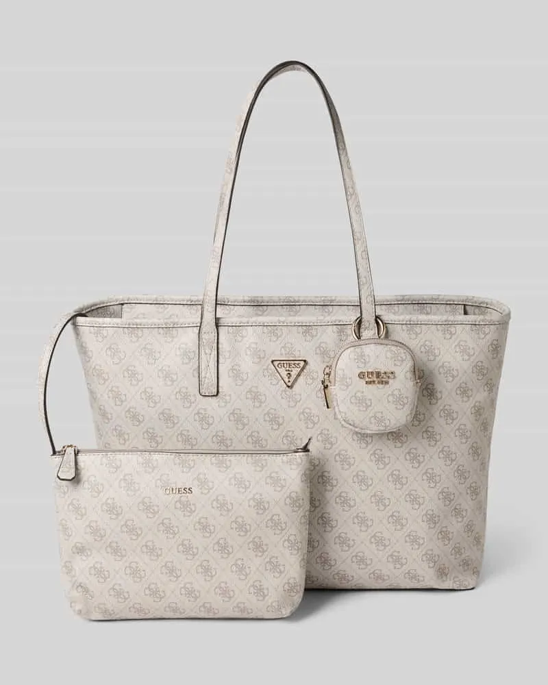 Guess Handtasche mit Allover-Logo-Print Modell 'Power Play Beige