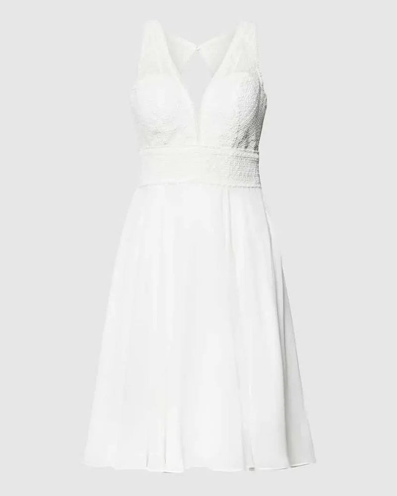 LUXUAR Brautkleid in Knielänge mit Taillenpasse Offwhite