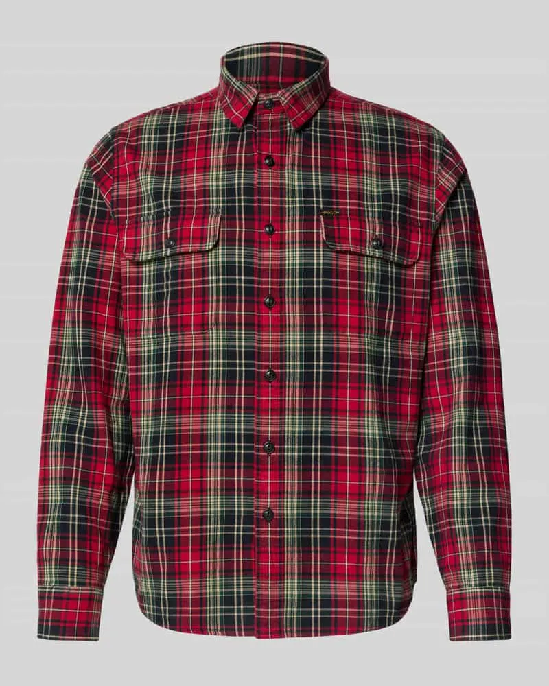 Ralph Lauren Classic Fit Freizeithemd mit Kentkragen und Brusttaschen Rot