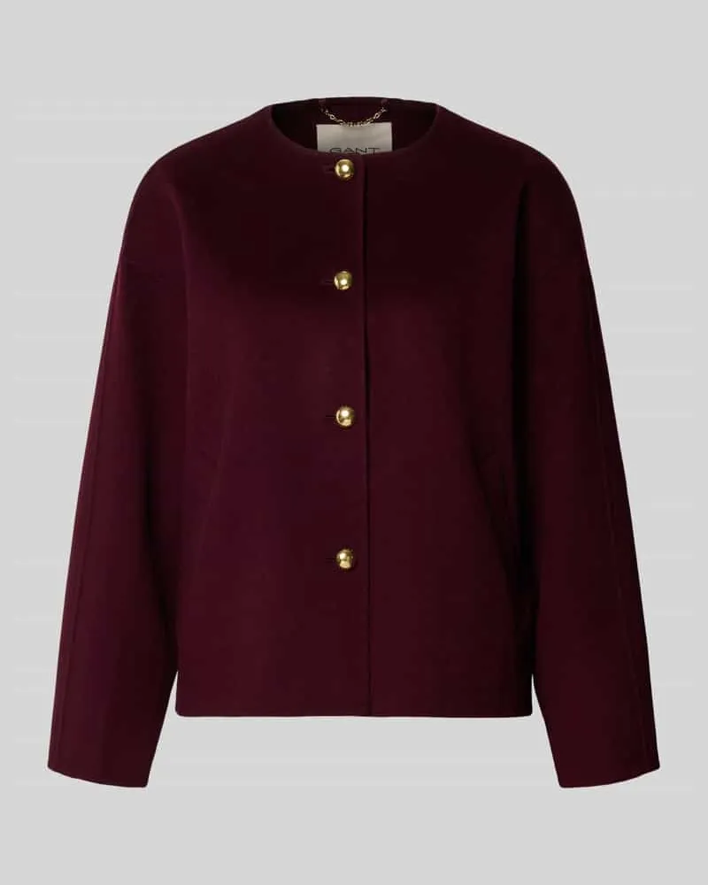 Gant Relaxed Fit Kurzmantel aus Woll-Mix mit Kaschmir-Anteil Bordeaux