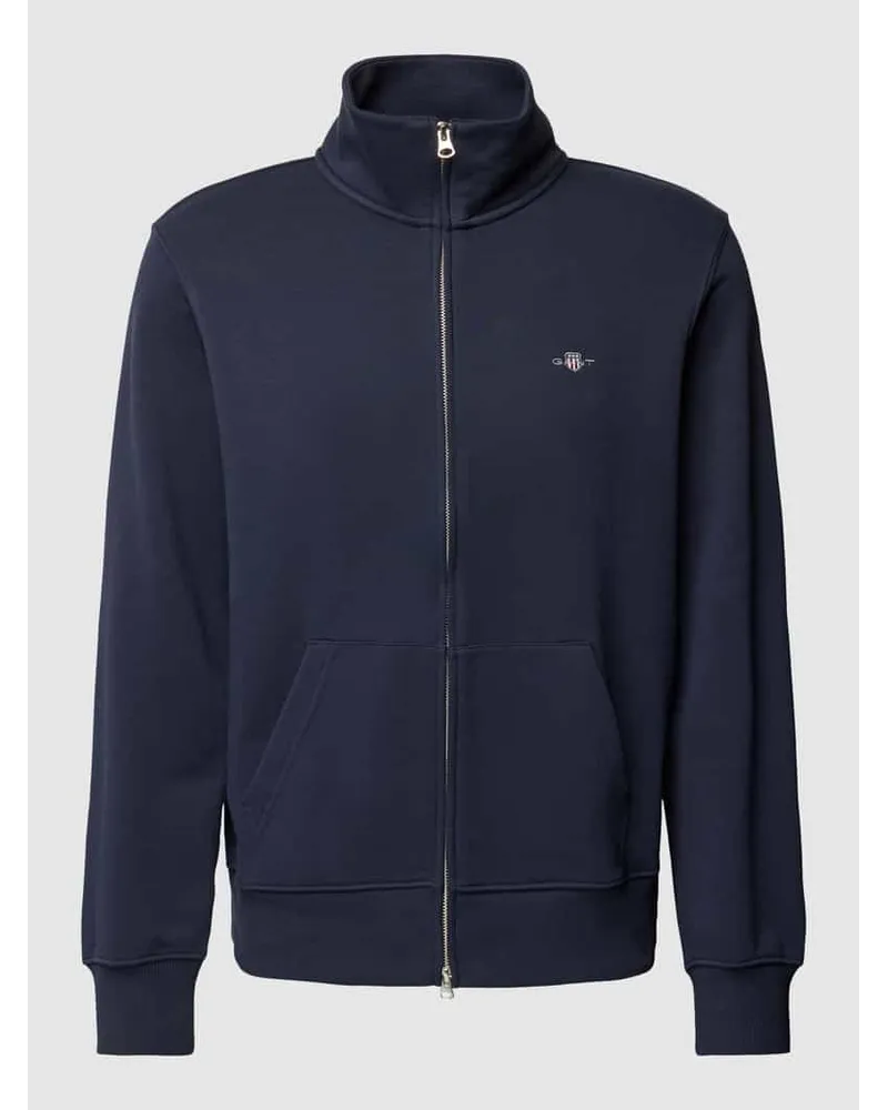 Gant Regular Fit Sweatjacke mit Label-Stitching Marine