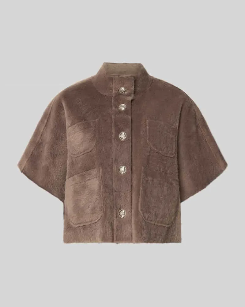 monari Regular Fit Jacke aus Kunstfell Taupe