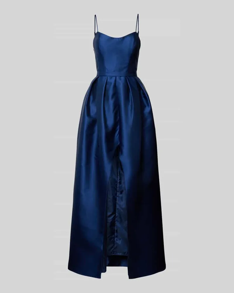 Vera Wang Abendkleid mit Spaghettiträgern Modell 'LECROS Dunkelblau