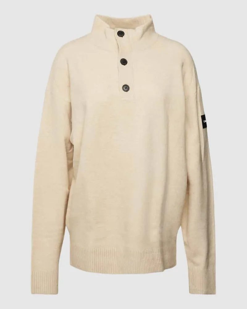 Calvin Klein Strickpullover mit Stehkragen Offwhite