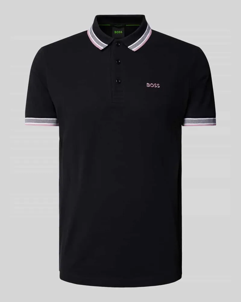 HUGO BOSS Regular Fit Poloshirt mit Label-Stitching Modell 'PADDY Marine