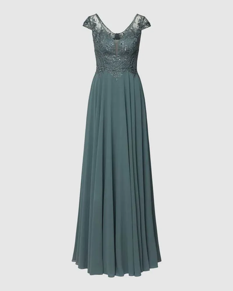 LUXUAR Abendkleid mit Zierbesatz Graphit